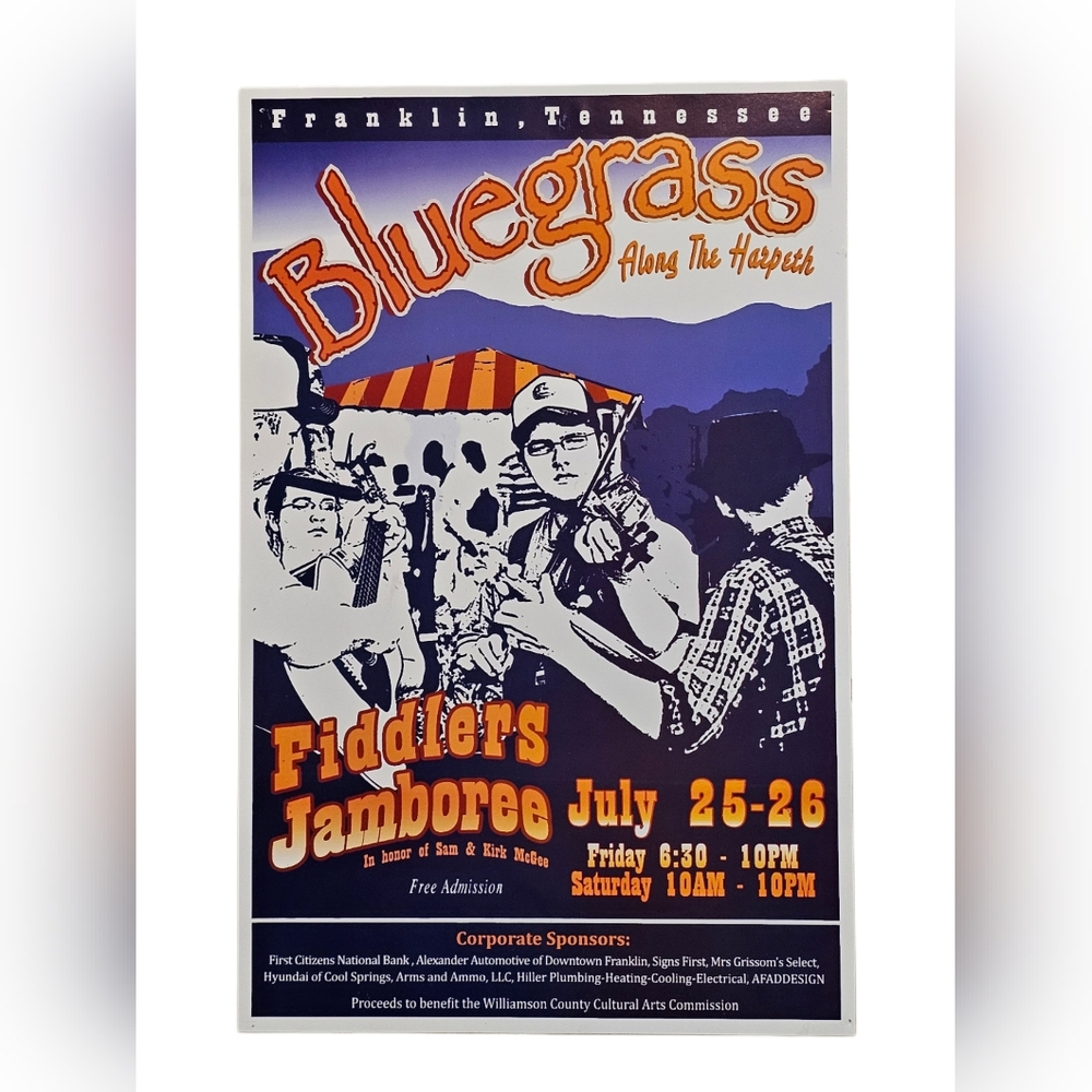 Bluegrass Along The Harpeth Fidlers Jamboree Festival Poster Franklin TN 2014